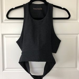 Outdoor Voices Slashback Crop Top in Charcoal